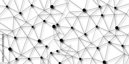 A beautiful Chaotic abstract line seamless pattern .Technology black illustration . Connected lines with dots .graphic background dots with connections for your design, illustration