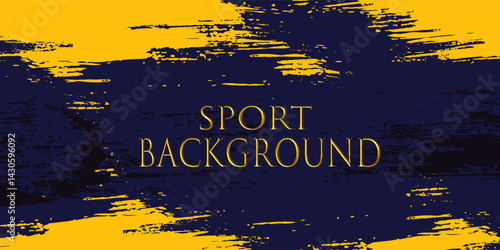 Abstract yellow-blue frame on a dark background. Sporty design in grunge style. Illustration for sports, athletics, training, workout, etc.