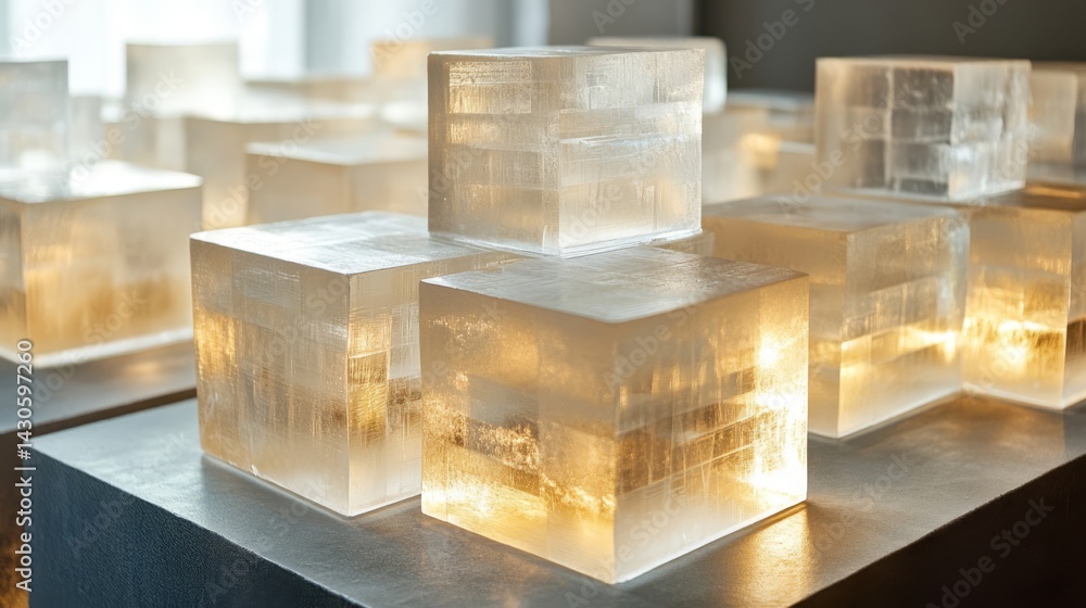Illuminated Glass Cubes Art Installation Illuminated Glass Cubes Art Installation