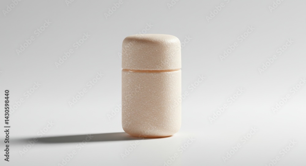 Cylindrical beige container isolated on white background minimalist studio shot Cylindrical beige container isolated on white background minimalist studio shot