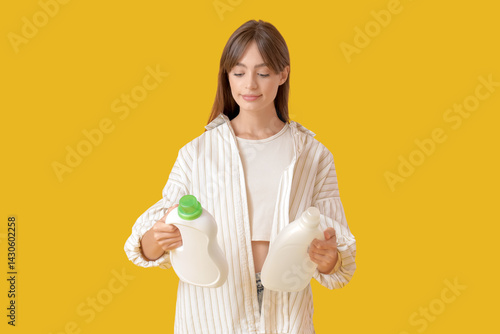 Young woman choosing laundr...