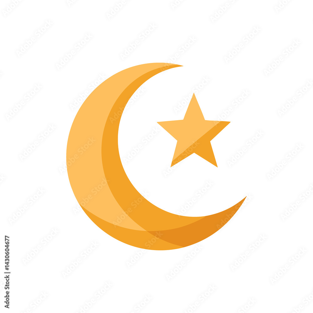 Crescent Moon with Star isolated on transparent background Crescent Moon with Star isolated on transparent background