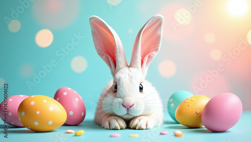 Wallpaper Mural easter bunny ears wear colorful easter egg designs fun abstract background bokeh effects matching birthday card Torontodigital.ca