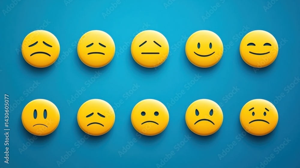 Fototapeta premium Emoticons set. Emoji faces collection. Emojis flat style. Happy and sad emoji. Line smiley face - stock vector.