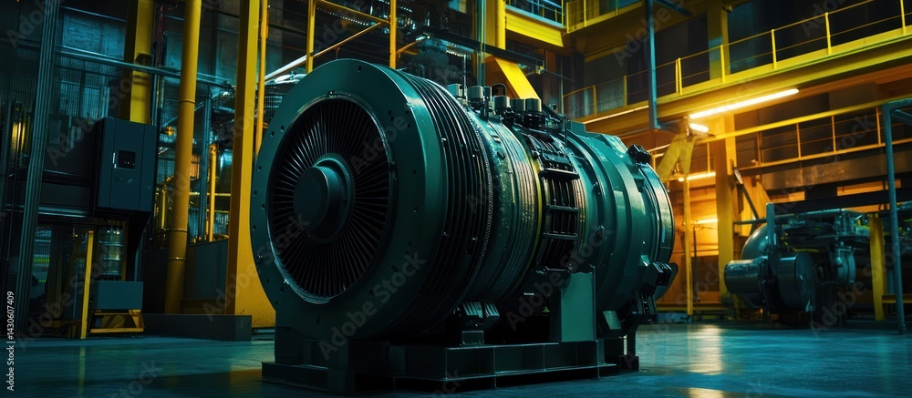 Industrial Machinery: A Powerful Turbine in a Modern Factory Industrial Machinery: A Powerful Turbine in a Modern Factory