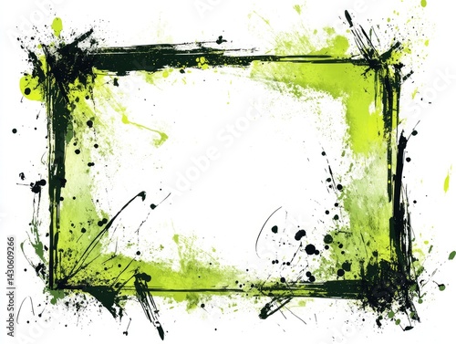 Abstract lime green and black grunge frame