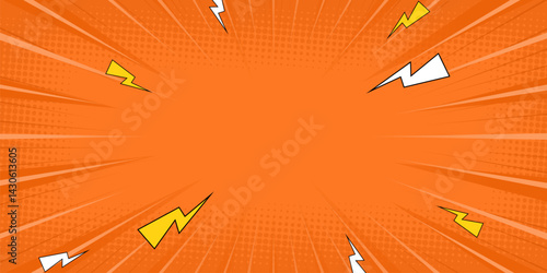 Halftone Pop Art Style Star Explosion Pattern Cartoon Background, Vintage Tone Light Effect Vector illustration wow banner with gradient design