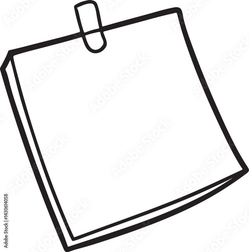 sticky note line art, black outline, vector and illustration, coloring book page line art drawing