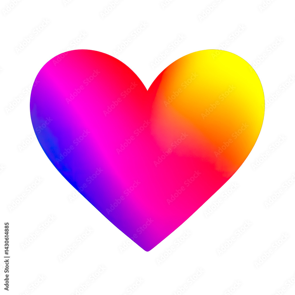 A vibrant heart shape with a gradient of colors on a transparent background A vibrant heart shape with a gradient of colors on a transparent background