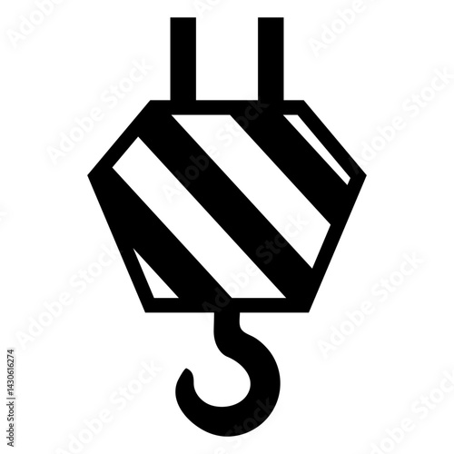 Icono de gancho de grúa de construcción en silueta negra