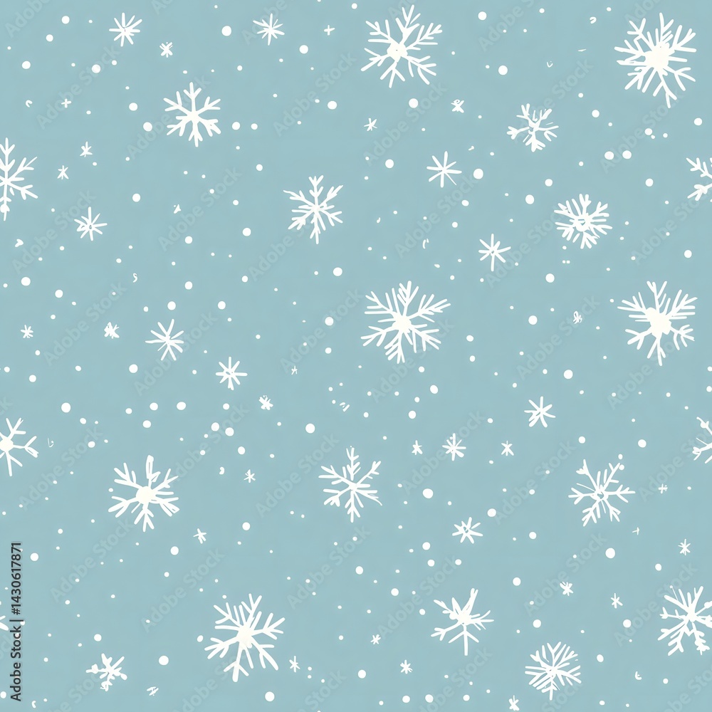 Seamless Winter Pattern Pastel Blue Background with White Snowflakes and Dots for Festive Designs Seamless Winter Pattern Pastel Blue Background with White Snowflakes and Dots for Festive Designs