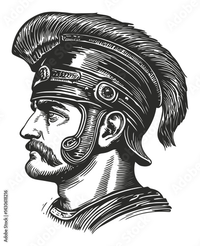 Vintage Engraving of a Roman Soldier in Classic Illustration Style