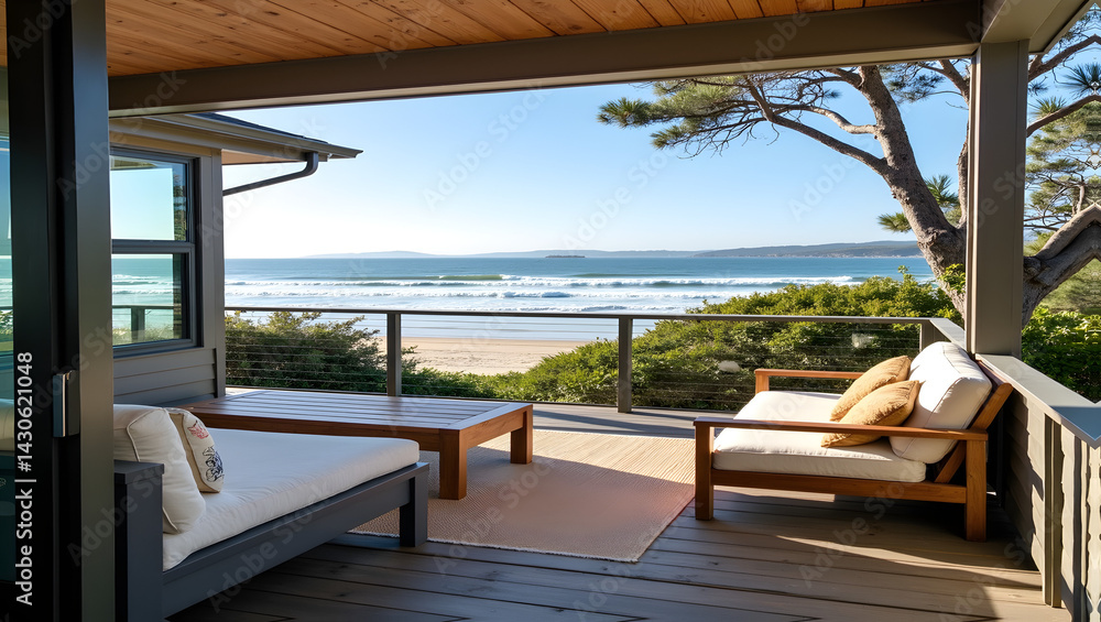 Fototapeta premium Charming beachside lodge with surf lessons