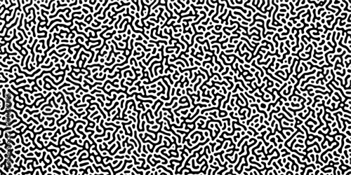 Organic seamless patterns with rounded lines Diffusion reaction background. Monochrome background of natural organic forms motion. Overlay template abstract Turing organic wallpaper background.