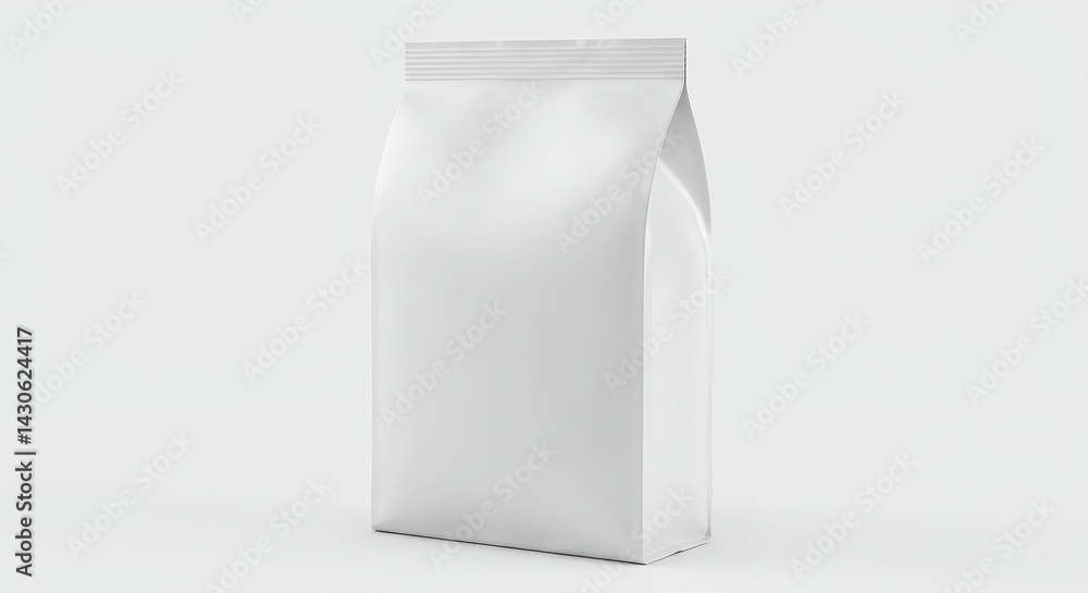 Blank White Package Standing on a Clean Background for Product Display Blank White Package Standing on a Clean Background for Product Display