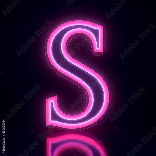 Wallpaper Mural Neon-glow letter S with chrome details on a dark contrasting background with vibrant accents Torontodigital.ca