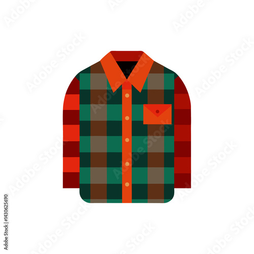 Checked Flannel Shirt isolated on transparent background