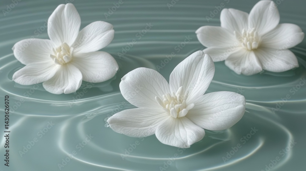 Fototapeta premium Serene White Flowers Floating on Tranquil Water