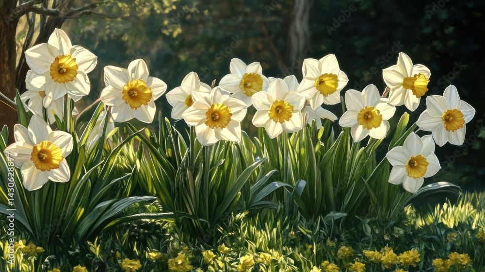 Fototapeta premium spring daffodils in. garden