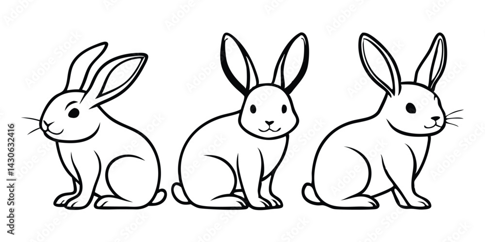 Obraz premium Cute bunny rabbit outline And line art sketch vector illustration