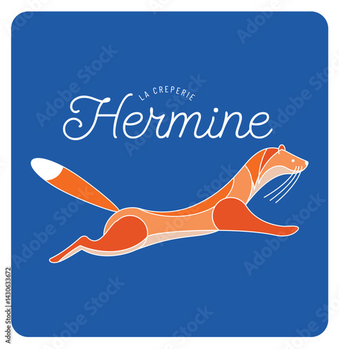 illustration vectorielle d'une hermine. Emblème de la Bretagne, logo pour restaurant et foodtruck. Fabricant de crêpes et galettes. tradition bretonne