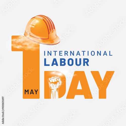 happy Labour day or international workers day vector illustration, site engineer, labour with safety cap going to construction site. labor day and may day celebration design.