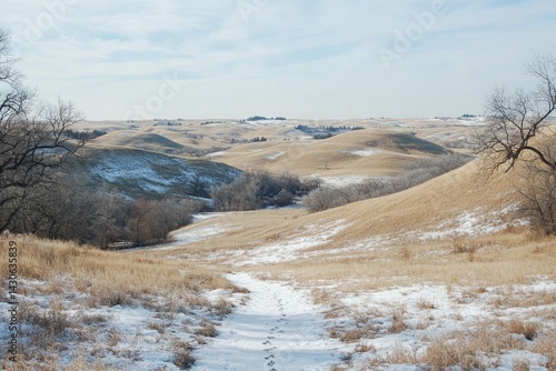 Wallpaper Mural Winter landscape, rolling hills, snow-covered path Torontodigital.ca
