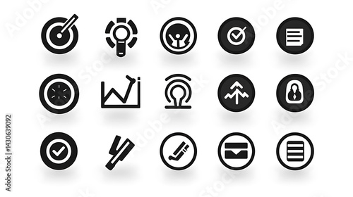 line icons related to productivity and efficiency. Outline icon collection. Linear business and leader symbols. Editable stroke. Vector illustration Ai Generated