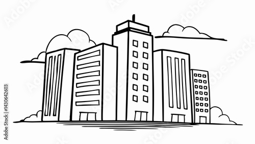 
Black silhouette A row of tall buildings Vector Art
