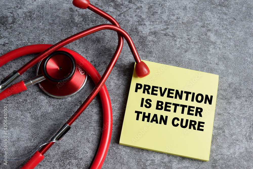 Ταπετσαρία Concept of Prevention is better than cure write on sticky notes isolated on Wooden Table
