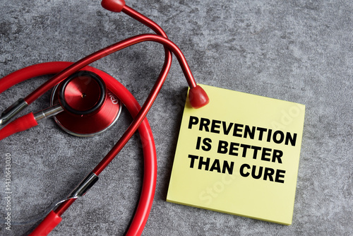 Foto Concept of Prevention is better than cure write on sticky notes isolated on Wooden Table