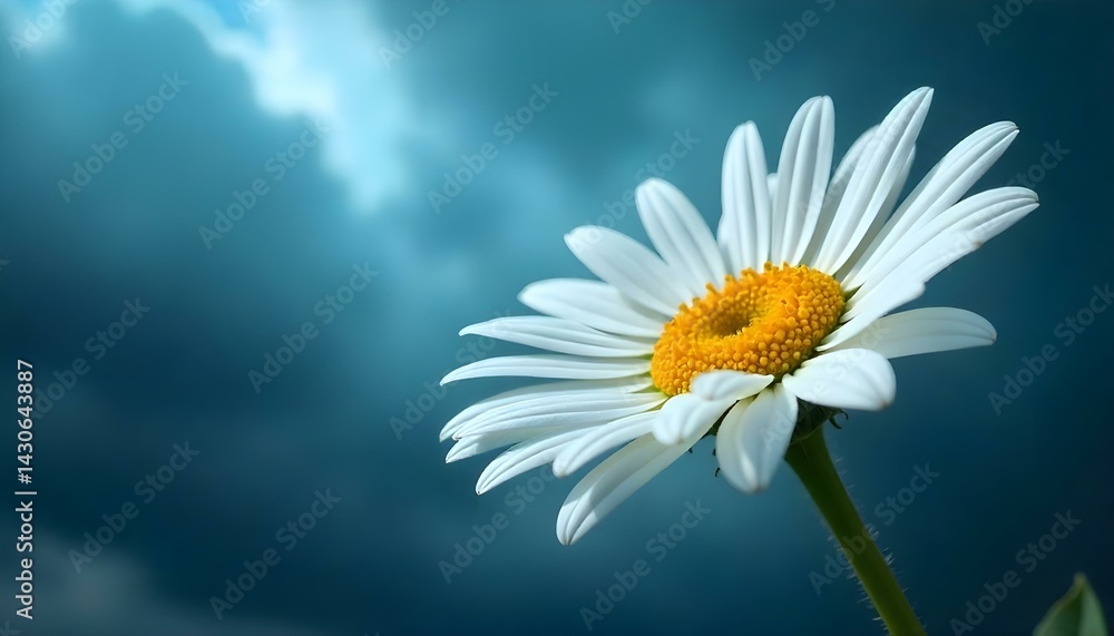 Naklejka premium White Colored Daisy on a blue sky