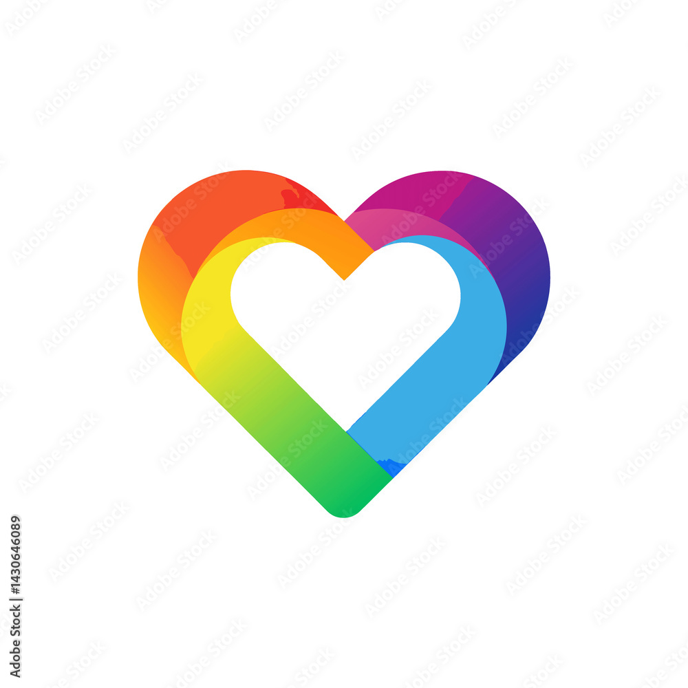 Double Heart Shape in Rainbow Gradient isolated on transparent background Double Heart Shape in Rainbow Gradient isolated on transparent background