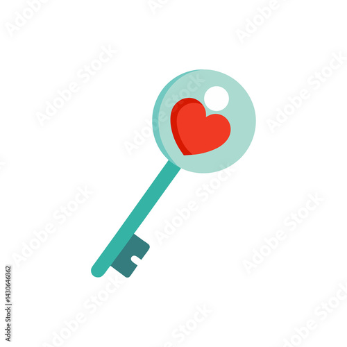 Key with Heart Cutout isolated on transparent background