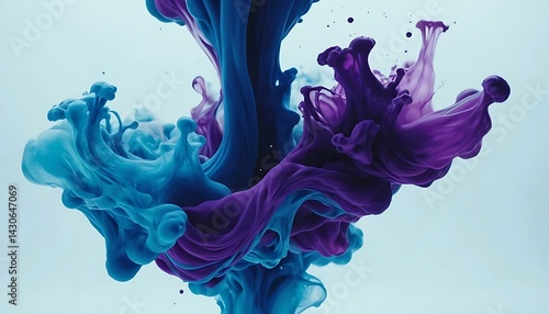 Fluid Symbiosis of Vivid Ink Waves Colliding in a Surreal Artistic Expression of Movement and Emotion