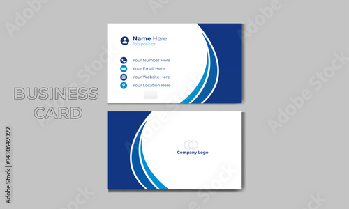 Creative Professional Corporate Business card or Visiting Card Blue double sided template design