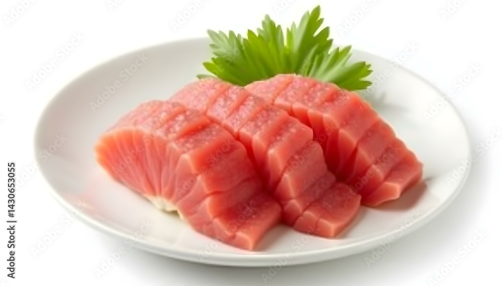 tuna sashimi with withe plate isolated on white background tuna sashimi with withe plate isolated on white background