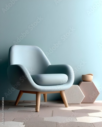 Wallpaper Mural Modern minimalist chair against a pastel wall Torontodigital.ca