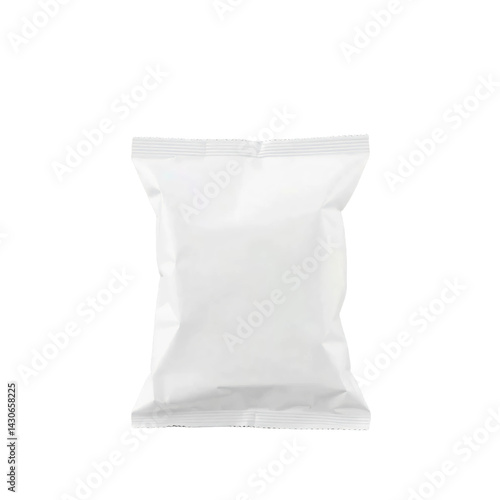 Empty white snack packaging mockup isolated on transparent background