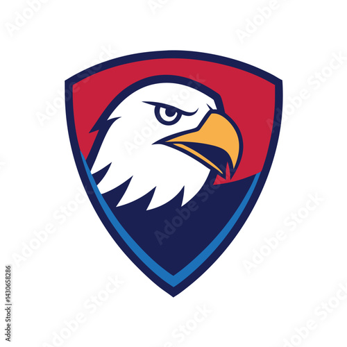 Eagle Mascot Logo in Shield Vector Art – Flat Minimalist Eagle Logo Design