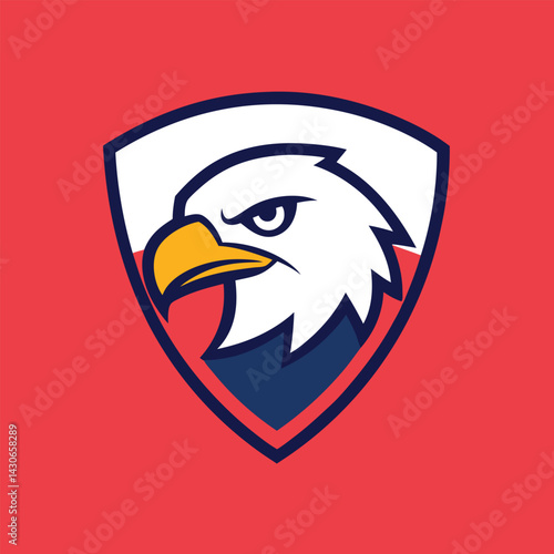 Eagle Mascot Logo in Shield Vector Art – Flat Minimalist Eagle Logo Design