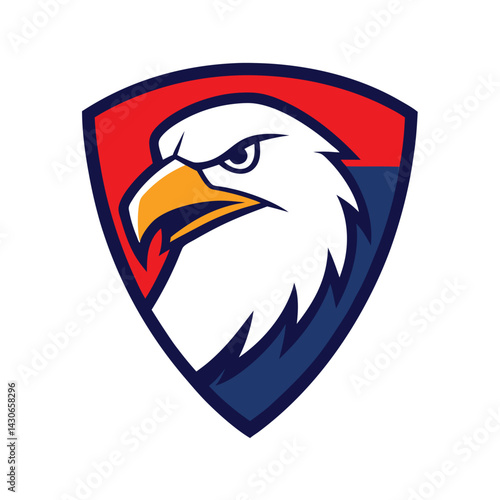 Eagle Mascot Logo in Shield Vector Art – Flat Minimalist Eagle Logo Design