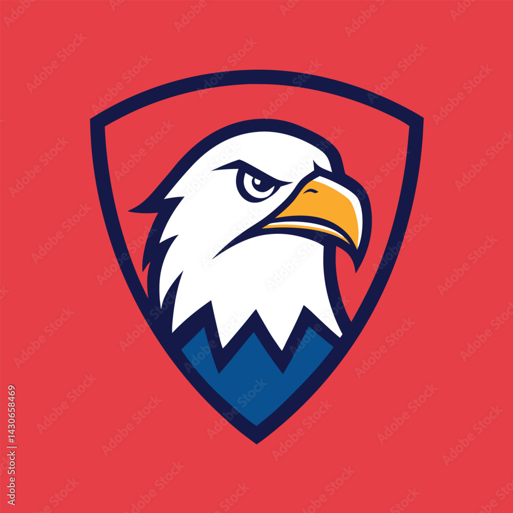 Fototapeta premium Eagle Mascot Logo in Shield Vector Art – Flat Minimalist Eagle Logo Design