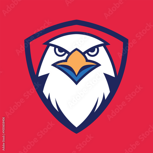 Eagle Mascot Logo in Shield Vector Art – Flat Minimalist Eagle Logo Design