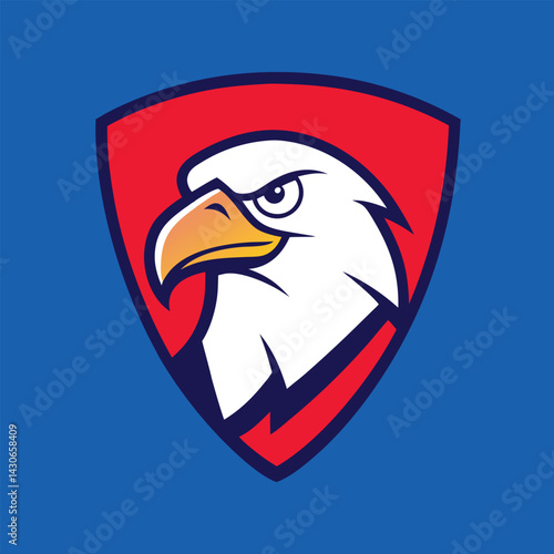 Eagle Mascot Logo in Shield Vector Art – Flat Minimalist Eagle Logo Design