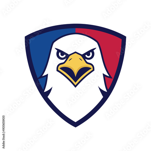 Eagle Mascot Logo in Shield Vector Art – Flat Minimalist Eagle Logo Design