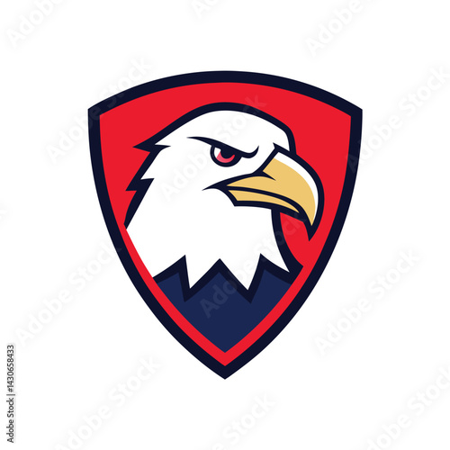Eagle Mascot Logo in Shield Vector Art – Flat Minimalist Eagle Logo Design