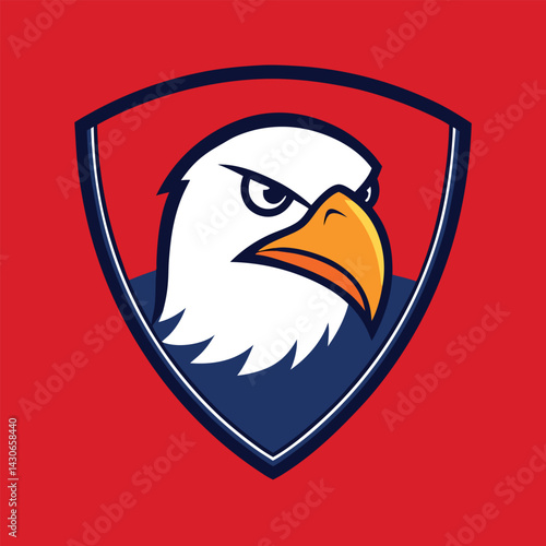 Eagle Mascot Logo in Shield Vector Art – Flat Minimalist Eagle Logo Design