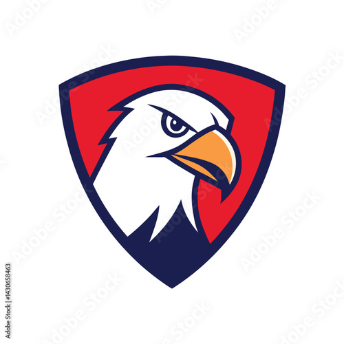 Eagle Mascot Logo in Shield Vector Art – Flat Minimalist Eagle Logo Design