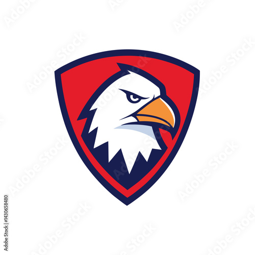 Eagle Mascot Logo in Shield Vector Art – Flat Minimalist Eagle Logo Design